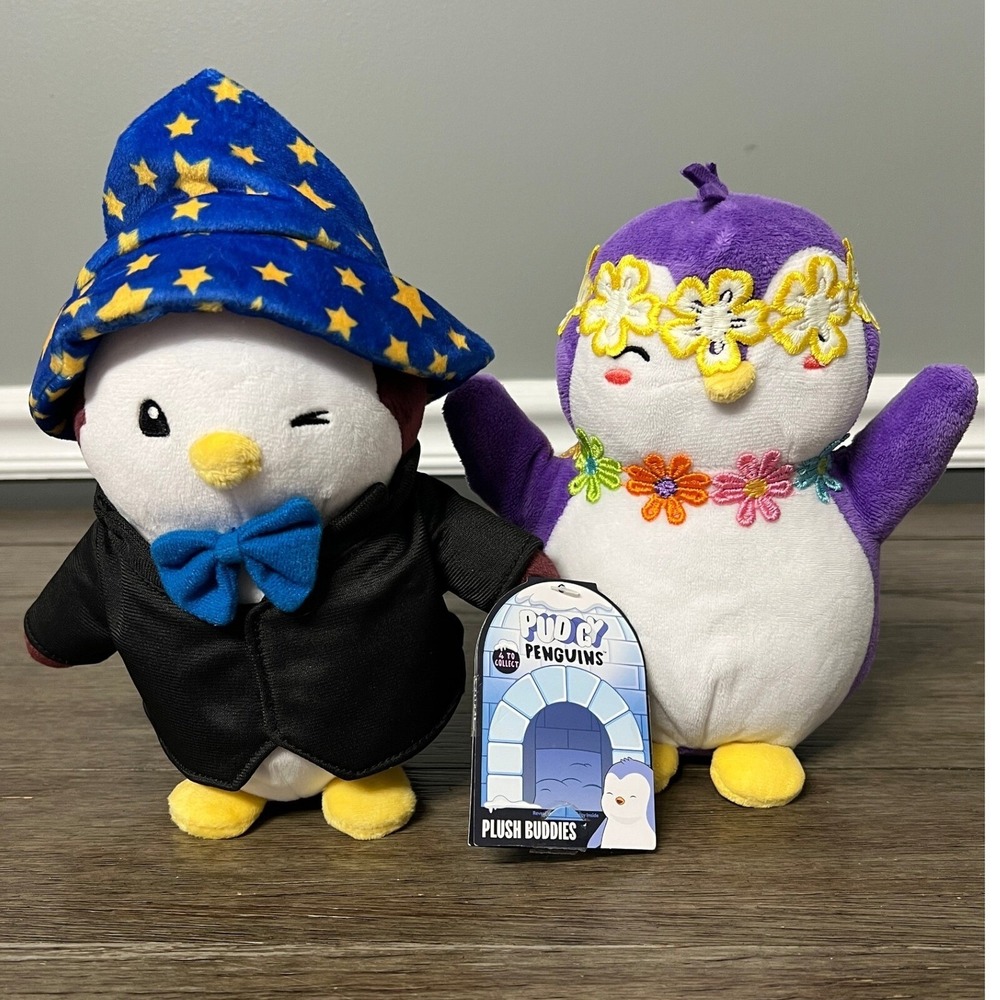 Pudgy Penguins Plush Wizard & Flower Penguin Stuffed Animal